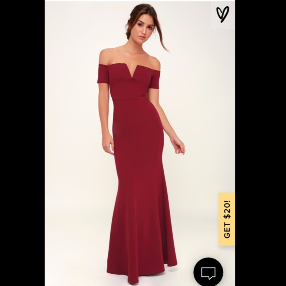 Red Off-the Shoulder Maxi Dress